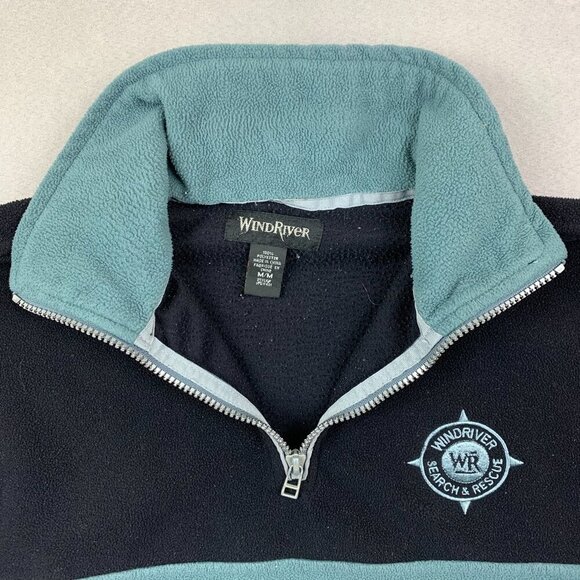 Vintage Wind River Mens Sweater Medium Blue Black 1/4 Zip Fleece Reflective - Picture 5 of 11